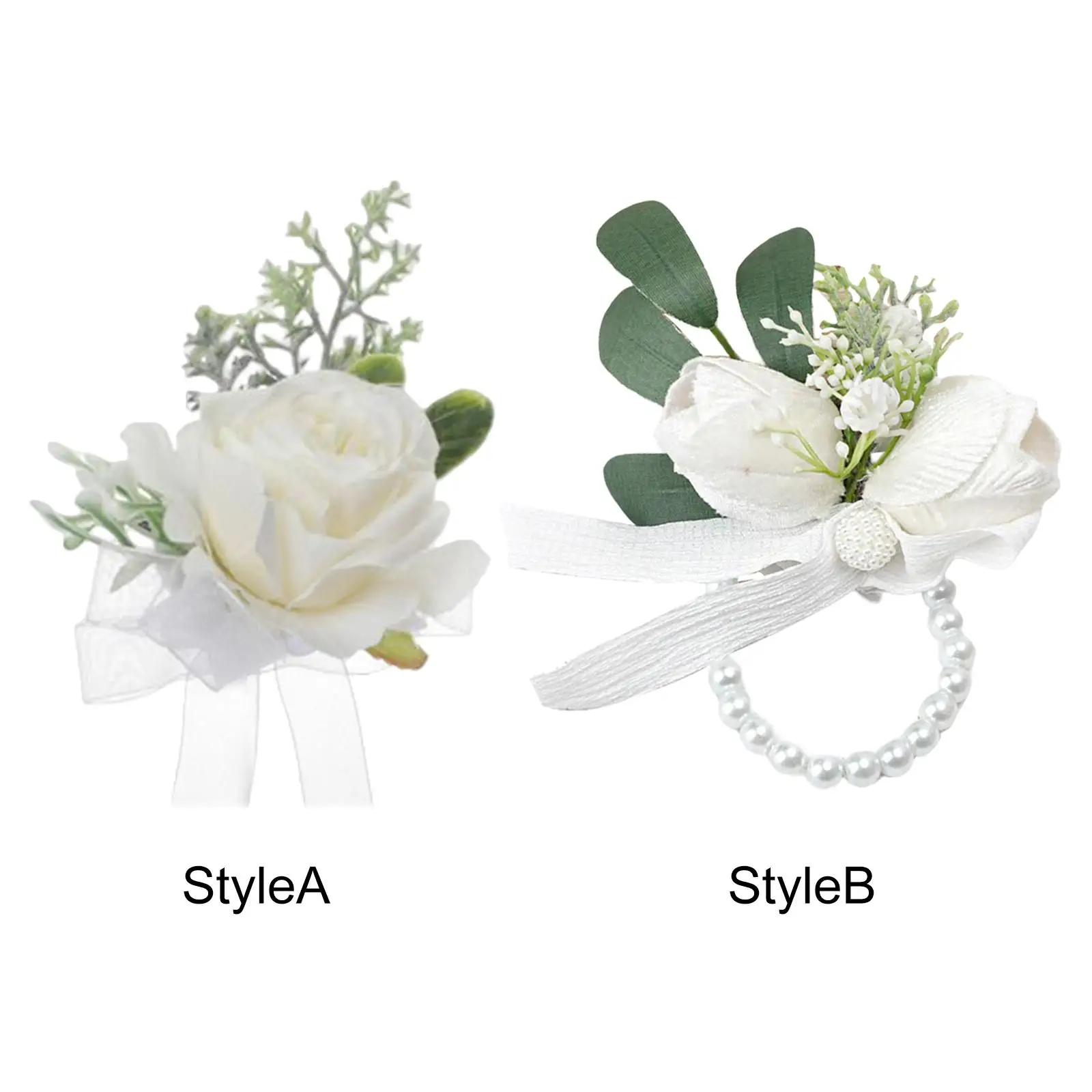 

Wrist Corsage Decor Boutonniere Wristlet Bracelet Rose Ribbon Hand Flowers for Bridesmaid Groom Ceremony Wedding Graduation