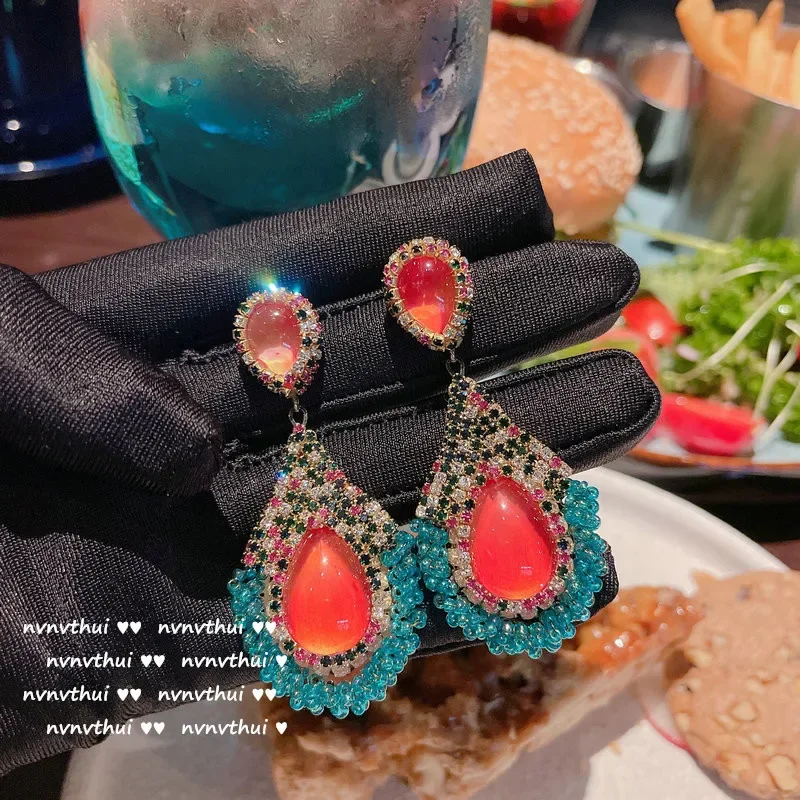 Vintage Luxury Drop Earrings for Women Copper Gilding Plated Aureate Malachite Green Carmine Zircon Bohemian Full Dress Wedding
Vintage Luxury Drop Earrings for Women Copper Gilding Plated Aureate Malachite Green Carmine Zircon Bohemian Full Dress Wedding