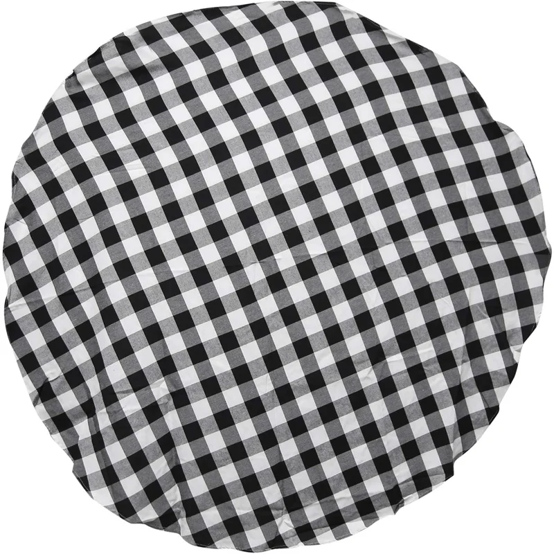 

55 Inch Buffalo Plaid Round Tablecloth Checkered Round Table Cover for Wedding Kitchen Dinning Room White and Black