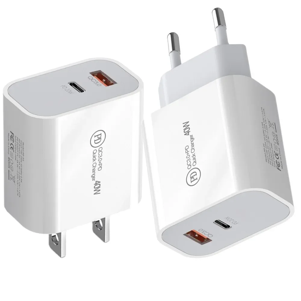 

50Pcs White 12W PD USB C Type c USb Wall Charger Dual Ports Power adapters For Iphone 13 14 15 Pro Samsung S23 Htc lg