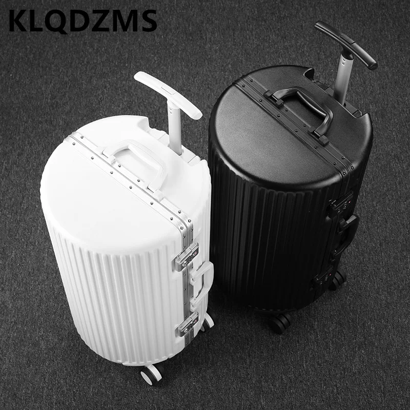 

KLQDZMS New Suitcase PC Boarding Box Women's Aluminum Frame Trolley Case Wheeled Travel Bag 20"24 Inch Carry-on Travel Luggage
