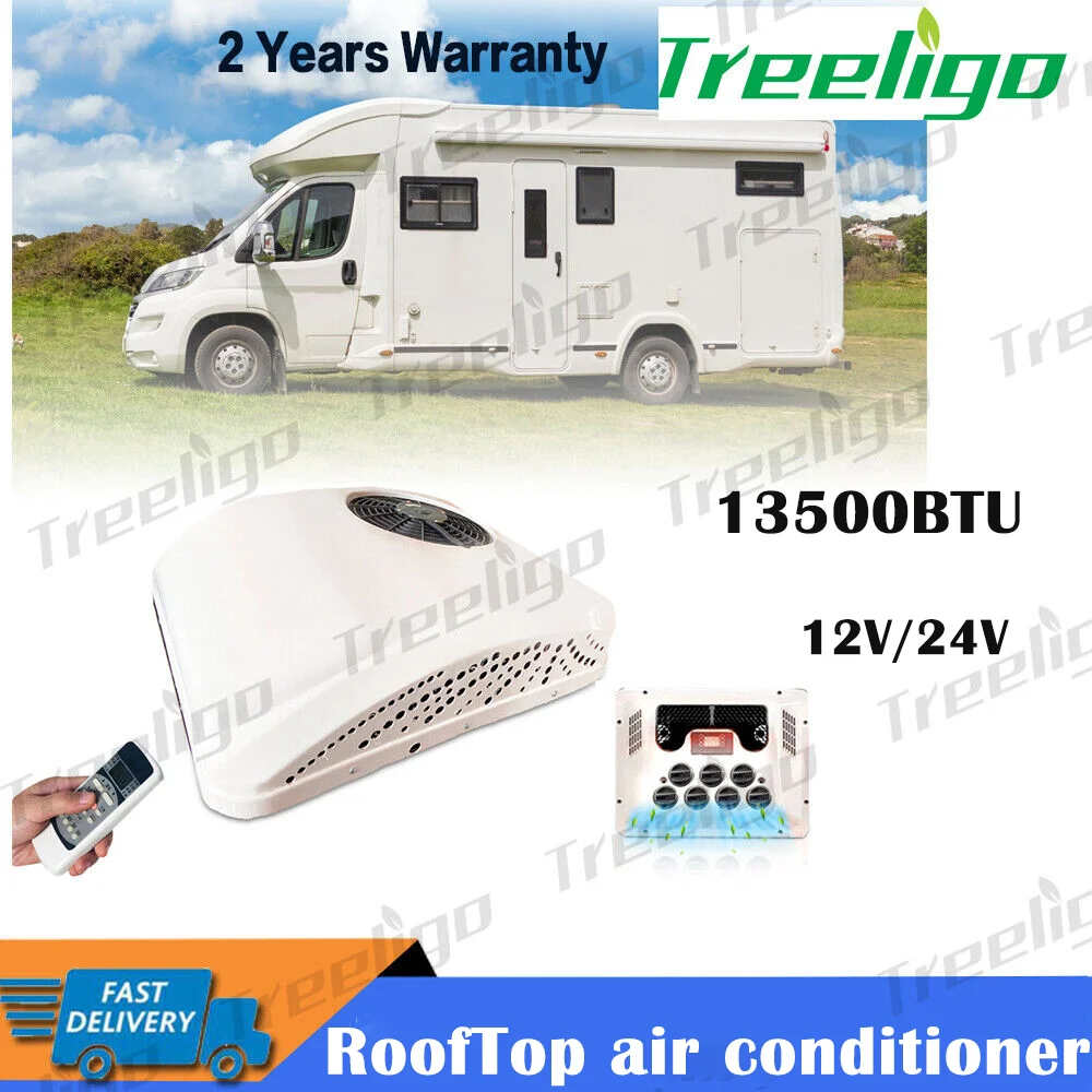 

Treeligo Electric RV 12V&24V Heat&Cool roof Air Conditioner RV Rooftop Car Parking ac for Truck Camper Van Caravan Motorhome