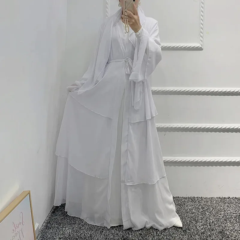 Muslim Three Layer Chiffon Open Abaya With Hijab Ramadan EID Women Dropshipping Islamic Clothing Long Sleeve Layered Dress
Muslim Three Layer Chiffon Open Abaya With Hijab Ramadan EID Women Dropshipping Islamic Clothing Long Sleeve Layered Dress