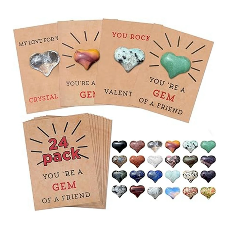 

Valentine's Day Greeting Card Handmade Greeting Cards Valentines Cards Set With Heart Shape Stones