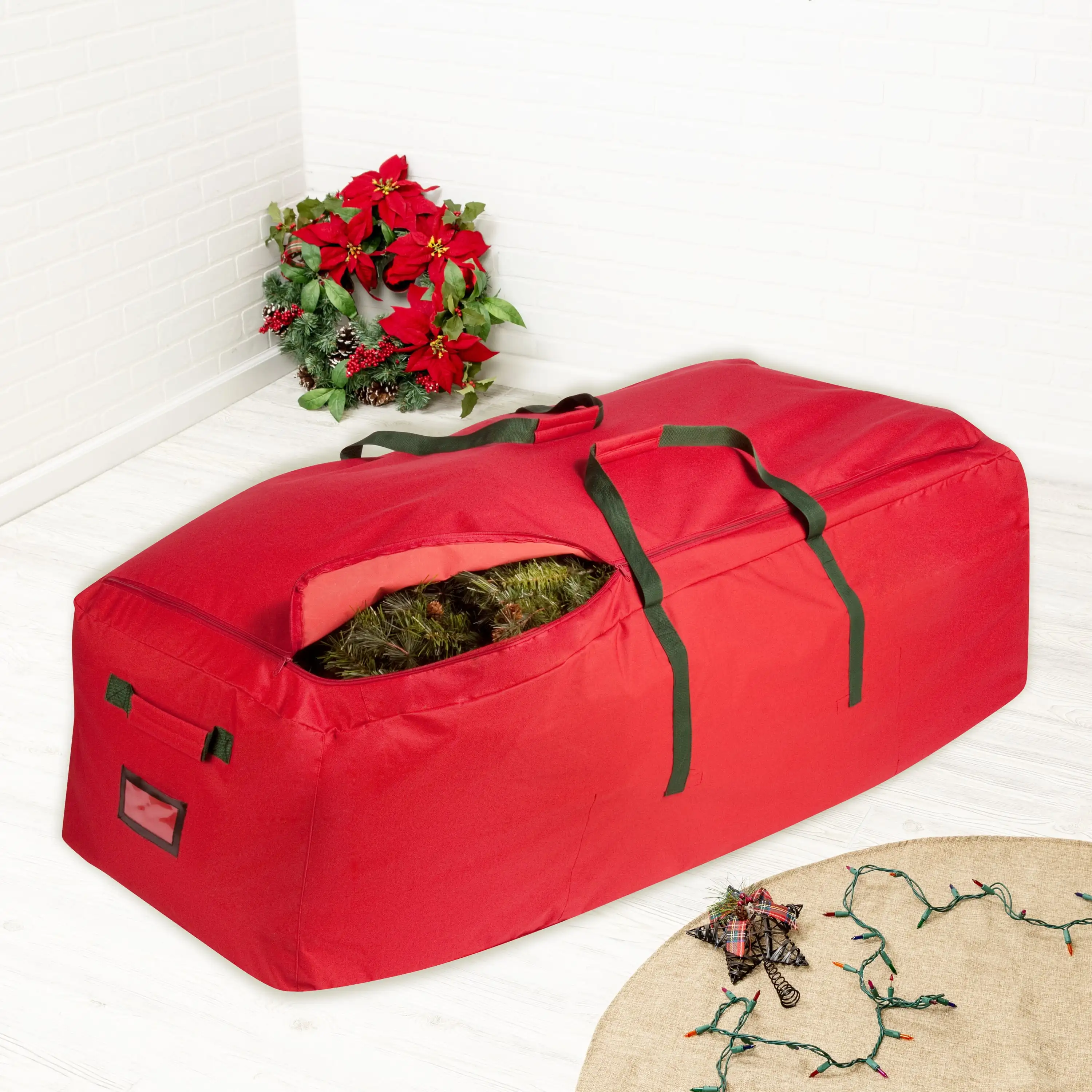 Large Storage Space Durable and Lightweight Polyester 10' Extra Large Rolling Holiday Tree Storage Bag Red
Large Storage Space Durable and Lightweight Polyester 10' Extra Large Rolling Holiday Tree Storage Bag Red