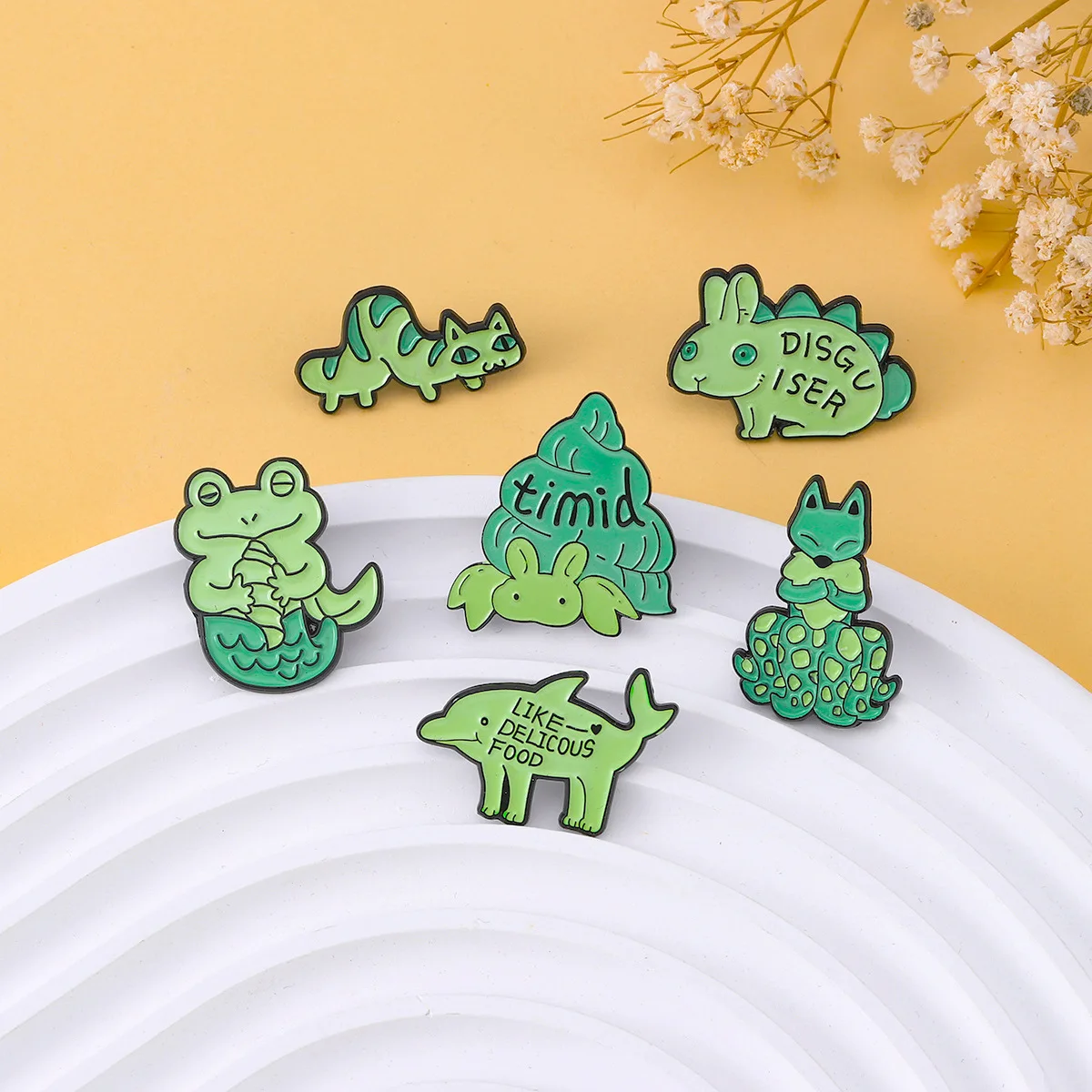 Cute Green Animals Series Enamel Pin Rabbit Dolphin Fox Frog Hermit Crab Caterpillar Badge Brooch for Jewelry Accessory Gifts
Cute Green Animals Series Enamel Pin Rabbit Dolphin Fox Frog Hermit Crab Caterpillar Badge Brooch for Jewelry Accessory Gifts