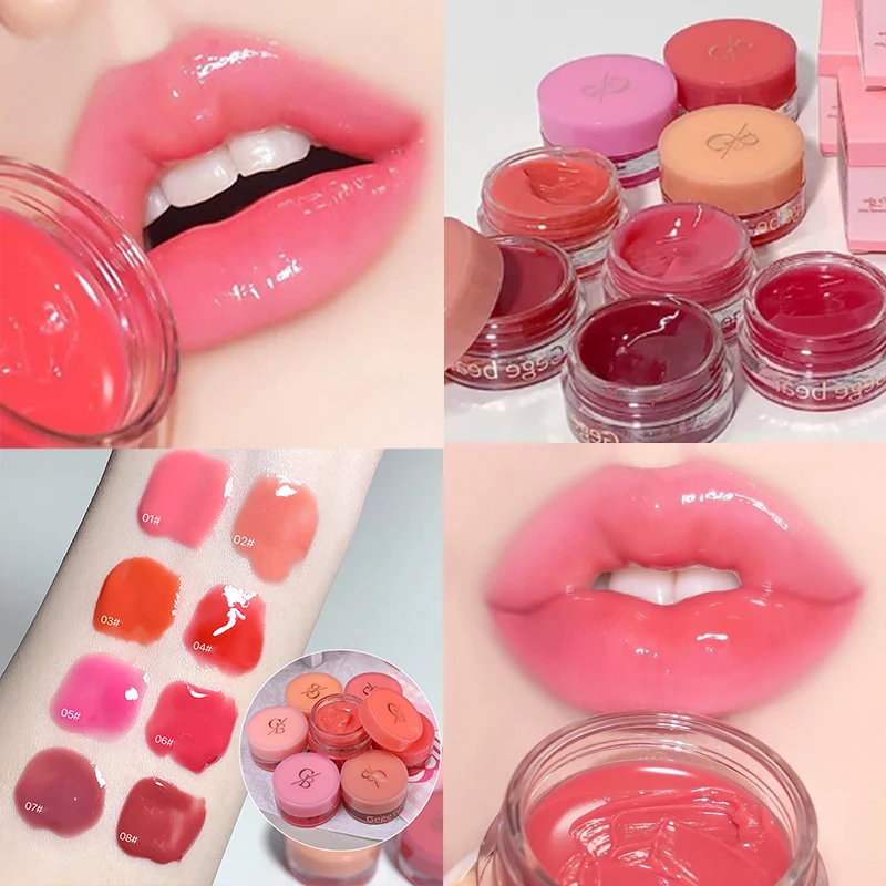 

8 Colors Jam Canned Lip Glaze Waterproof Non-stick Cup Red Pink Liquid Lipsticks Long Lasting Moisturizing Lips Gloss Cosmetics