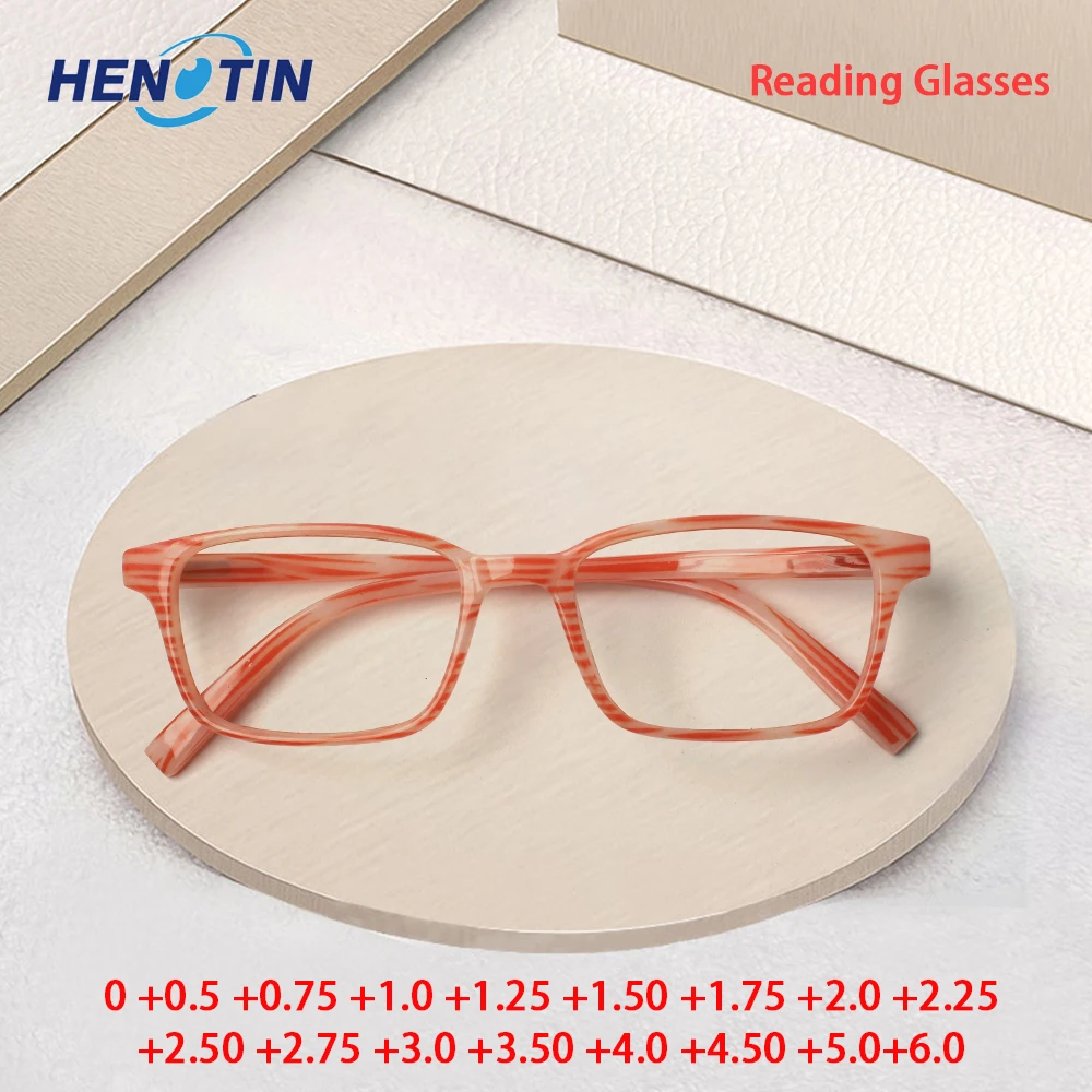 

Henotin Fashion Rectangular Frame Reading Glasses Female Middle-aged Elderly High-definition Decorative Eyewear For Men Women