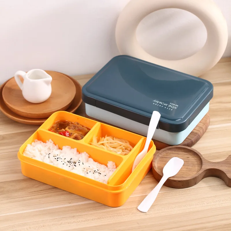 

1250 ML Safe Lunch Box Simple Large Capacity for Students Modern Design Food Storage Containers Microwave 4 Compartments Bento