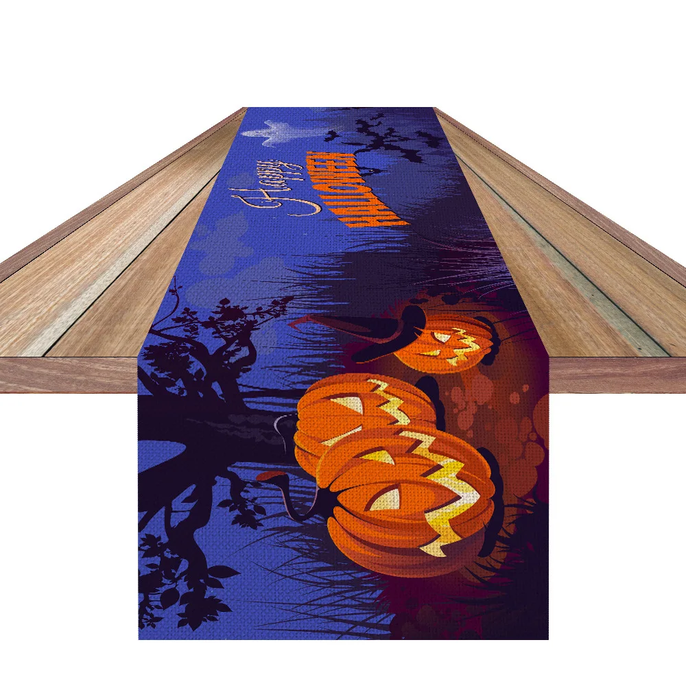 Новинка, декоративные настольные дорожки на Хэллоуин, льняные коврики для стола с защитой от загрязнений, настольные дорожки, ткань