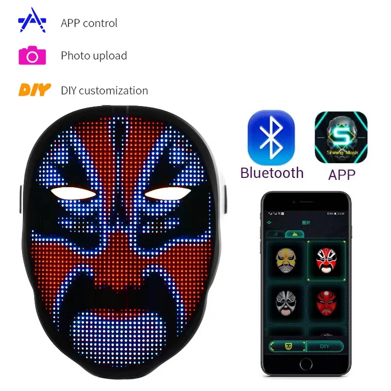 Bluetooth APP Programmable LED Light mask app to control Christmas Carnival gift party DIY gesture operation
Bluetooth APP Programmable LED Light mask app to control Christmas Carnival gift party DIY gesture operation