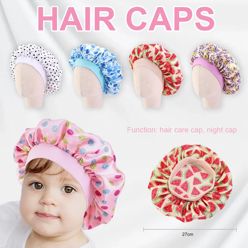 Cute Pattern Bonnet Night Sleep Hair Cap for Children Kids Satin Wide-brimmed Elastic Turban Hat Girl Boy Hair Care Accessories
Cute Pattern Bonnet Night Sleep Hair Cap for Children Kids Satin Wide-brimmed Elastic Turban Hat Girl Boy Hair Care Accessories