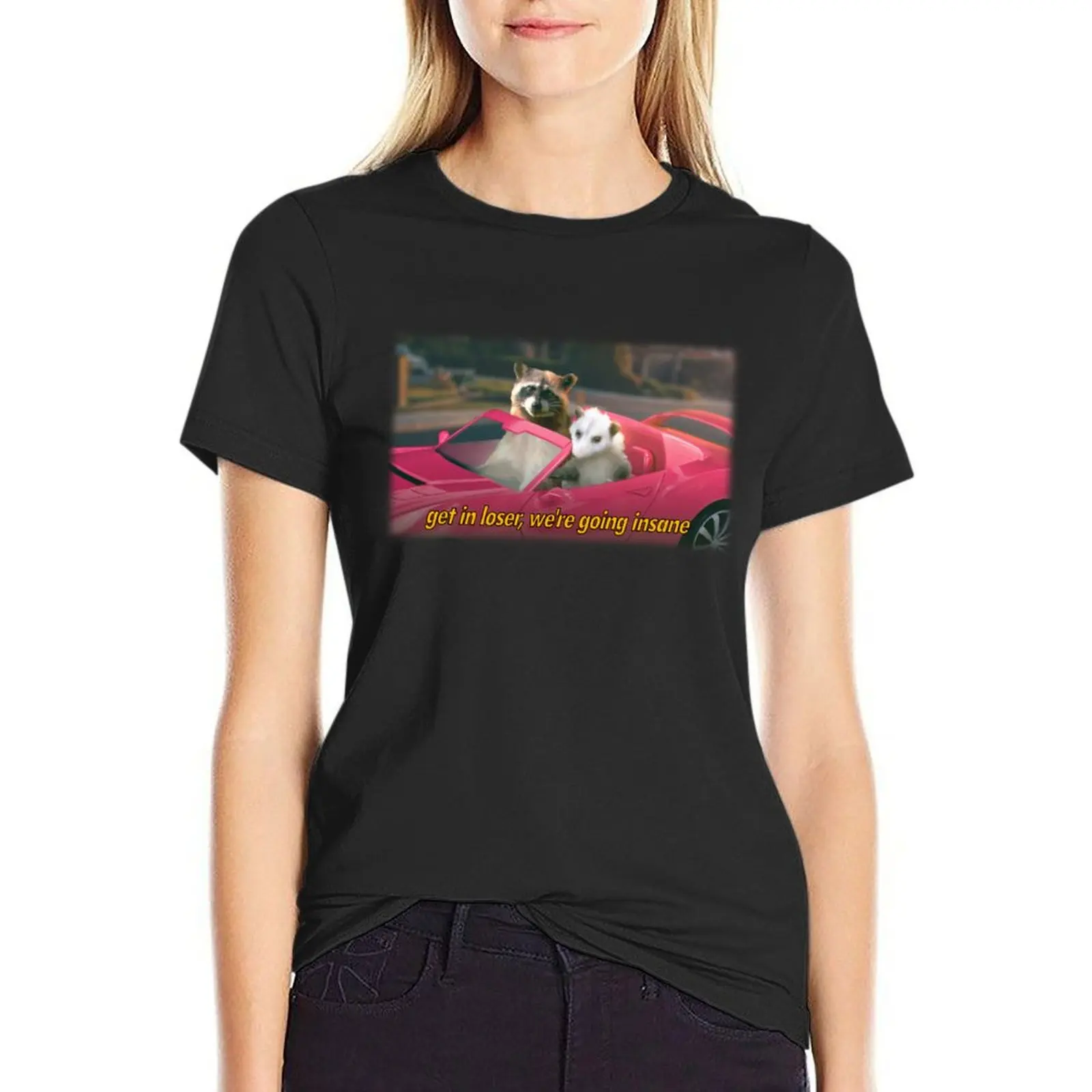 Get in loser, we're going insane raccoon possum word art - film quote version T-Shirt t-shirts for Women graphic tees 
Get in loser, we're going insane raccoon possum word art - film quote version T-Shirt t-shirts for Women graphic tees