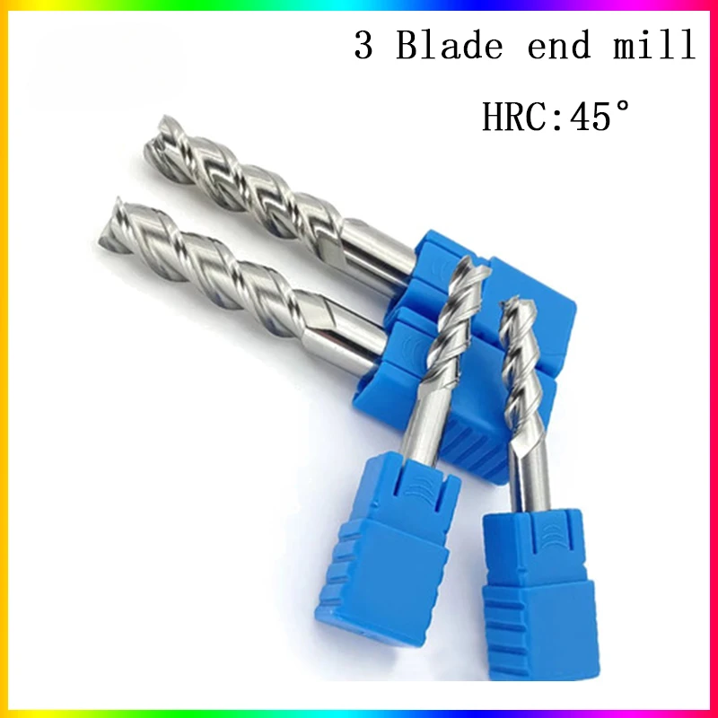 

NEW Hrc45 3 flute end mill 50L 60L 75L 100L 150L 1.5mm 6mm 8mm 12mm 14mm~20mm CNC milling cutter metall cnc fixture milling