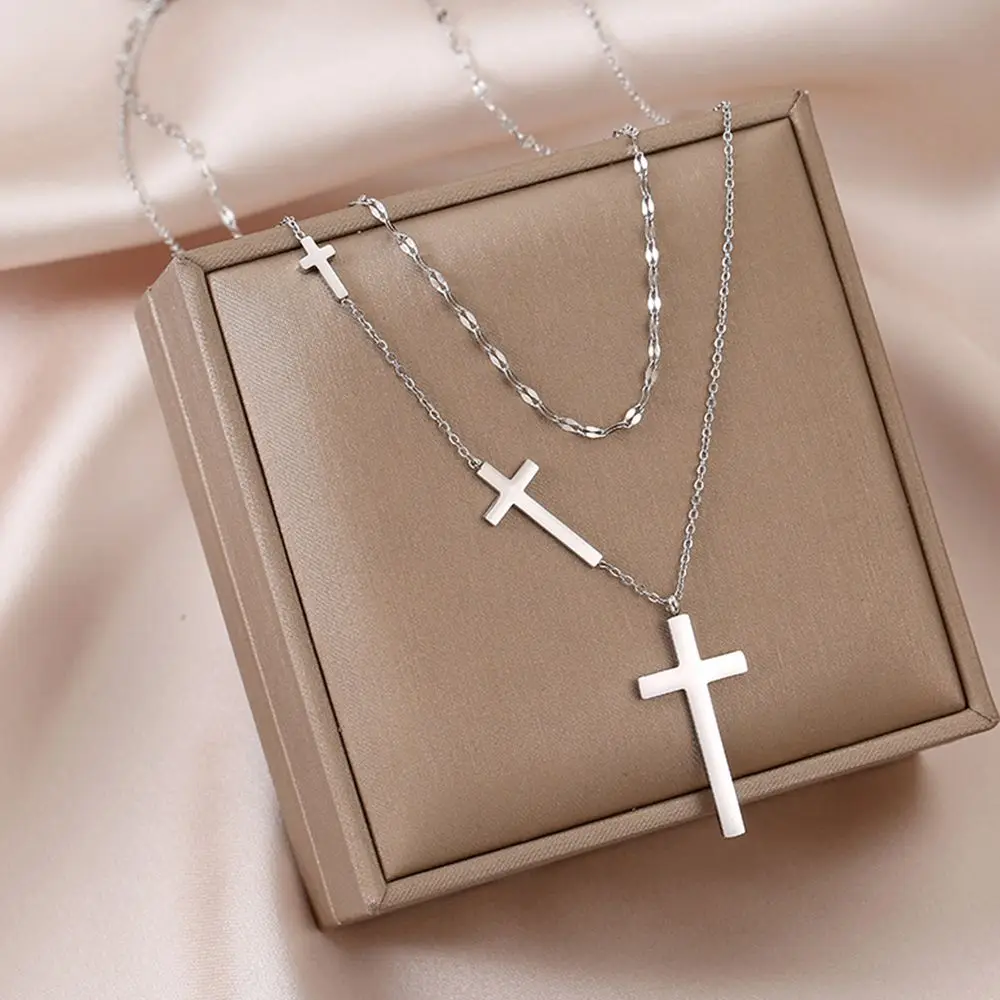 

steel Simple Gift Fashion Design Double Layer Choker Korean Style Jewelry Metal Clavicle Chain Women Pendant Necklace