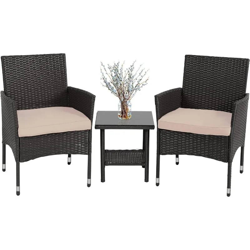 FDW Outdoor Wicker Bistro Rattan Chair Conversation Sets with Coffee Table for Yard Backyard Lawn Porch Poolside Balcony,Black
FDW Outdoor Wicker Bistro Rattan Chair Conversation Sets with Coffee Table for Yard Backyard Lawn Porch Poolside Balcony,Black