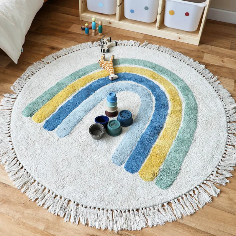 Round Children's Rainbow Tassel Carpet INS Wind Bedside Bedroom Floor Living Room Mat Non-slip Absorbent Rug Home Decor Kids Car
Round Children's Rainbow Tassel Carpet INS Wind Bedside Bedroom Floor Living Room Mat Non-slip Absorbent Rug Home Decor Kids Car