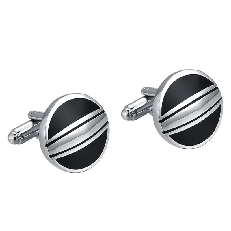 

Delicate Round Black Cufflinks for Men Wedding Jewelry Groomsmen Gifts Luxurious Alloy Cuff Buttons Gatherings Decors