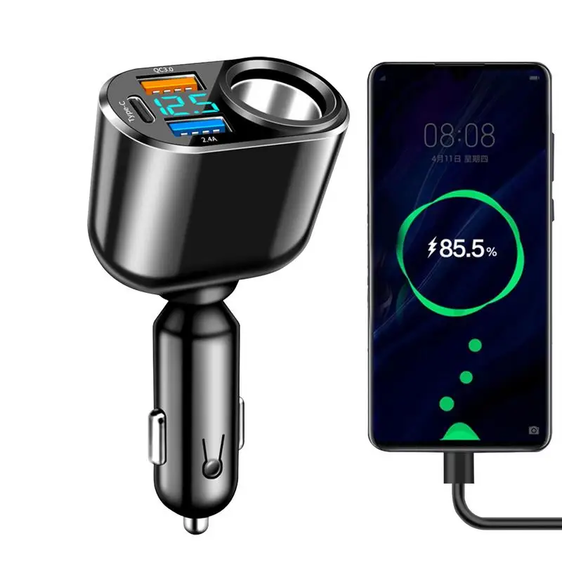 

Mini 4-Port Car Charger Fast Charging USB Charger Car Power Adapter Cell Phone Automobile Chargers Outlet Car Charging Adapter