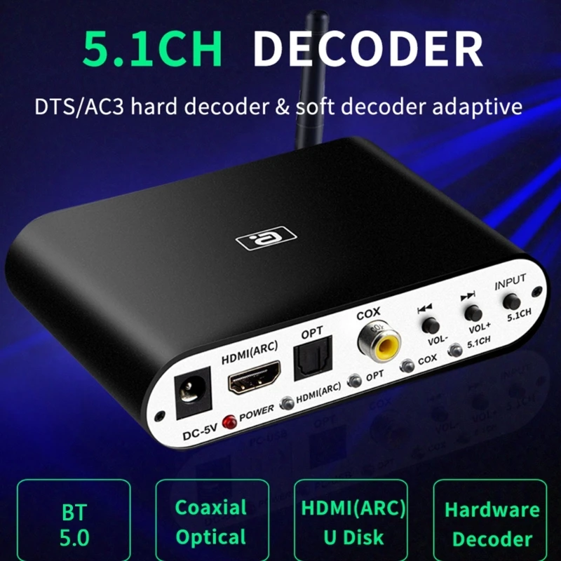 DTS-Dolby 5.1 Bluetooth-compatible Receiver For Laptop/Headphone Converter DTS AC3 For TV/Amplifier/Speaker
DTS-Dolby 5.1 Bluetooth-compatible Receiver For Laptop/Headphone Converter DTS AC3 For TV/Amplifier/Speaker