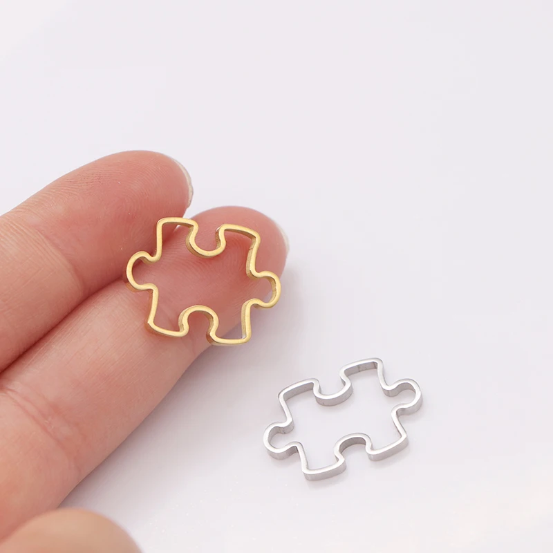

5pcs/Lot 20*27mm Hollow Jigsaw Puzzle Charms Mirror Polished Stainless Steel DIY Connector For DIY Jewelry Making