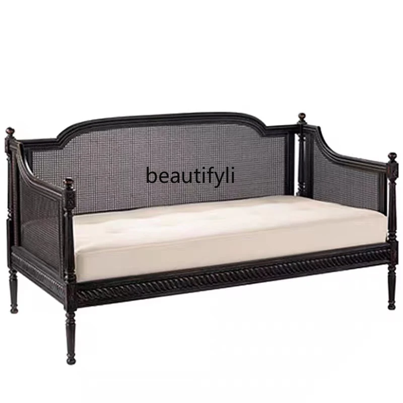 French Retro Solid Wood Sofa American Carved Double Small Apartment Fabric Sofa Nordic Three Rattan Furniture
French Retro Solid Wood Sofa American Carved Double Small Apartment Fabric Sofa Nordic Three Rattan Furniture