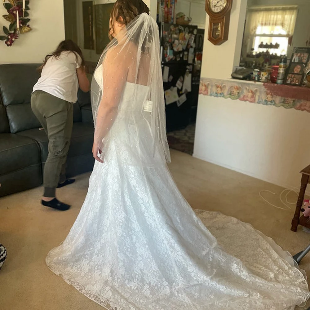 Pearl Bride Wedding Veil Shoulder Length / Fingertip / Elbow Length / Waltz / Chapel / Cathedral Single Tier Ivory Bridal Veil
Pearl Bride Wedding Veil Shoulder Length / Fingertip / Elbow Length / Waltz / Chapel / Cathedral Single Tier Ivory Bridal Veil