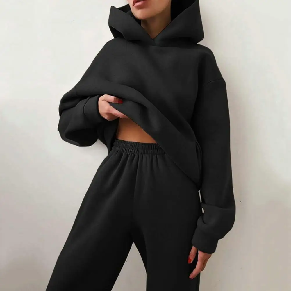 Casual Hoodie Pants Set Cozy Women's Winter Tracksuit Set Soft Hoodie Elastic Waist Pants Warm Casual with Pockets Women Fall
Casual Hoodie Pants Set Cozy Women's Winter Tracksuit Set Soft Hoodie Elastic Waist Pants Warm Casual with Pockets Women Fall