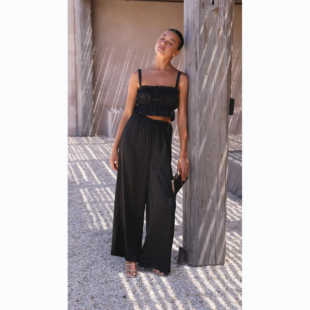 2 piece sets women outfit summer lounge crop top+wide leg pants casual pajama 2023 vacation loose clothes Black matching
2 piece sets women outfit summer lounge crop top+wide leg pants casual pajama 2023 vacation loose clothes Black matching