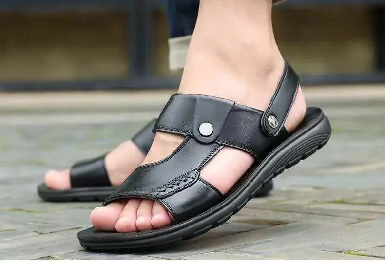 صنادل رجالية 2023 جديدة من الجلد الناعم، أحذية شاطئية غير رسمية مقاومة للانزلاق ومقاومة للتآكل، صنادل صيفية مزدوجة الاستخدام ... صنادل رجالية 2023 جديدة من الجلد الناعم، أحذية شاطئية غير رسمية مقاومة للانزلاق ومقاومة للتآكل، صنادل صيفية مزدوجة الاستخدام ...