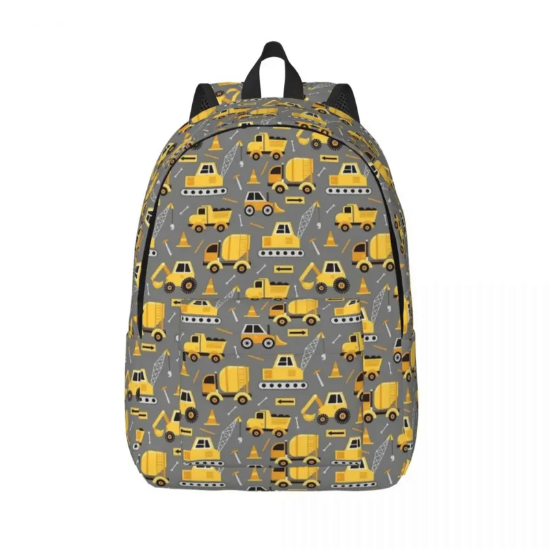 

Construction Truck On Gray Backpack for Boy Girl Kids Student School Book Bags Daypack Preschool Primary Bag Outdoor