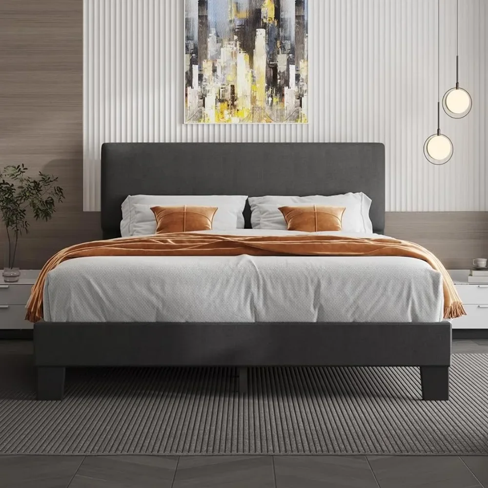 Queen Bed Frame with Headboard,Linen Upholstered with Wood Slats Support,No Box Spring
Queen Bed Frame with Headboard,Linen Upholstered with Wood Slats Support,No Box Spring