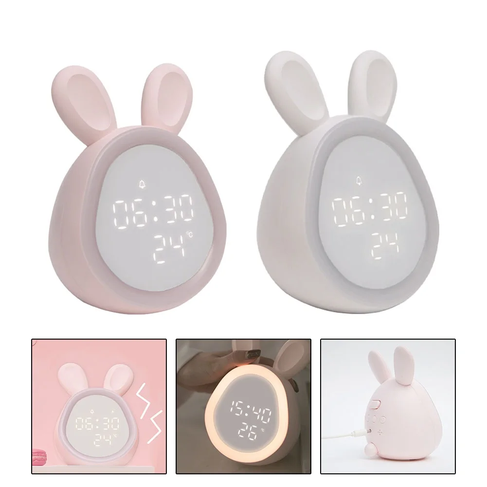 White/pink Button Time Rabbit Alarm Clock With Night Light Bedside Electronic Alarm Clock Alarm Clocks Home Decoration Parts
White/pink Button Time Rabbit Alarm Clock With Night Light Bedside Electronic Alarm Clock Alarm Clocks Home Decoration Parts