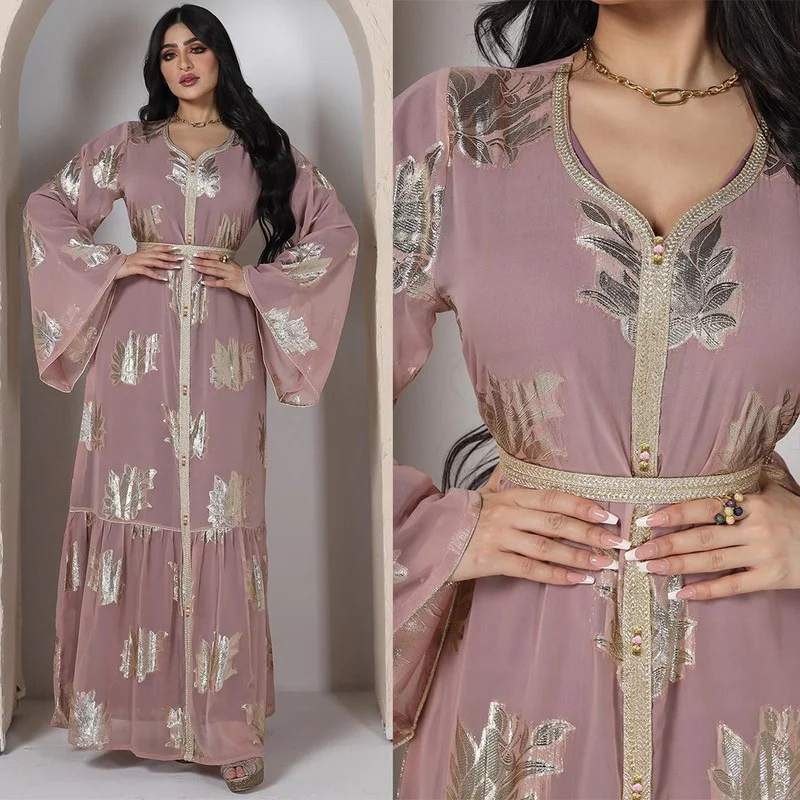 2023 New Muslim Abaya Femme Fashion Bronze Chiffon Abayas for Women z Middle East Arabian Pink Islamic Women Dress Wholesale
2023 New Muslim Abaya Femme Fashion Bronze Chiffon Abayas for Women z Middle East Arabian Pink Islamic Women Dress Wholesale