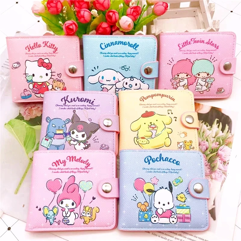 

Kawaii Hello Kitty Cinnamoroll My Melody Kuromi Sanrios New Pu Casual Money Bag Coin Purse Card Holder Wallet With Buttons