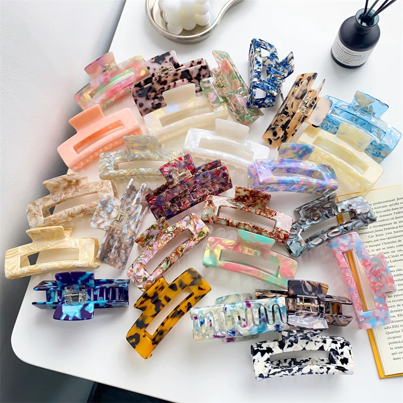 

New 10.5CM Acetate Hair Claw Clips Colorful Tortoiseshell Geometric Shark Clip Large Size Ins Grab Clamps Women Accessories