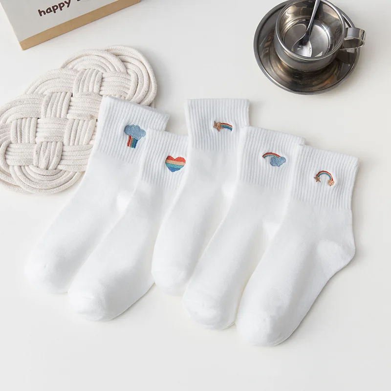 Spring Ladies Socks Solid Color Embroidered Cotton Mid-Thigh Socks Sweet Cute Breathable Fashion Sports Running Women's Socks
Spring Ladies Socks Solid Color Embroidered Cotton Mid-Thigh Socks Sweet Cute Breathable Fashion Sports Running Women's Socks