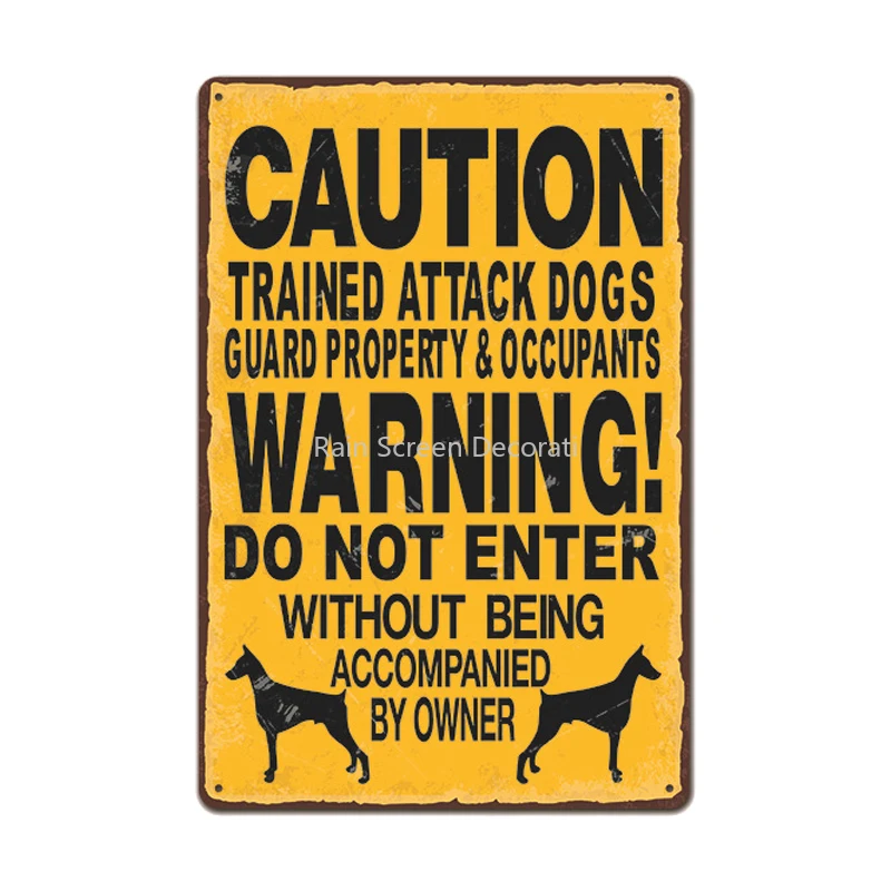 

Warning Dog Metal Tin Signs Vintage Poster Beware of Dog Retro Tin Plates Wall Stickers for Garden Family House Door Decoration