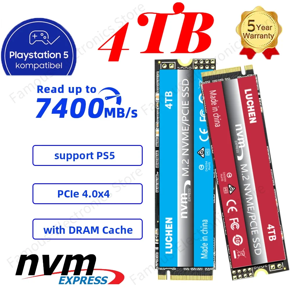 PS5 SSD 1TB with Heatsink 2TB 4TB M2 NVMe SSD DRAM Cache M.2 Drive PCIe4 2280 Heatsink Internal Solid State Disk for Desktop pc
PS5 SSD 1TB with Heatsink 2TB 4TB M2 NVMe SSD DRAM Cache M.2 Drive PCIe4 2280 Heatsink Internal Solid State Disk for Desktop pc