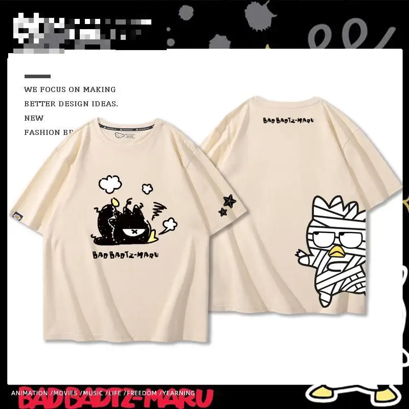 Летняя новая Универсальная футболка Sanrio Bad Badtz Maru с короткими рукавами из чистого хлопка для мужчин и женщин, топ для студентов в японском стиле
Летняя новая Универсальная футболка Sanrio Bad Badtz Maru с короткими рукавами из чистого хлопка для мужчин и женщин, топ для студентов в японском стиле