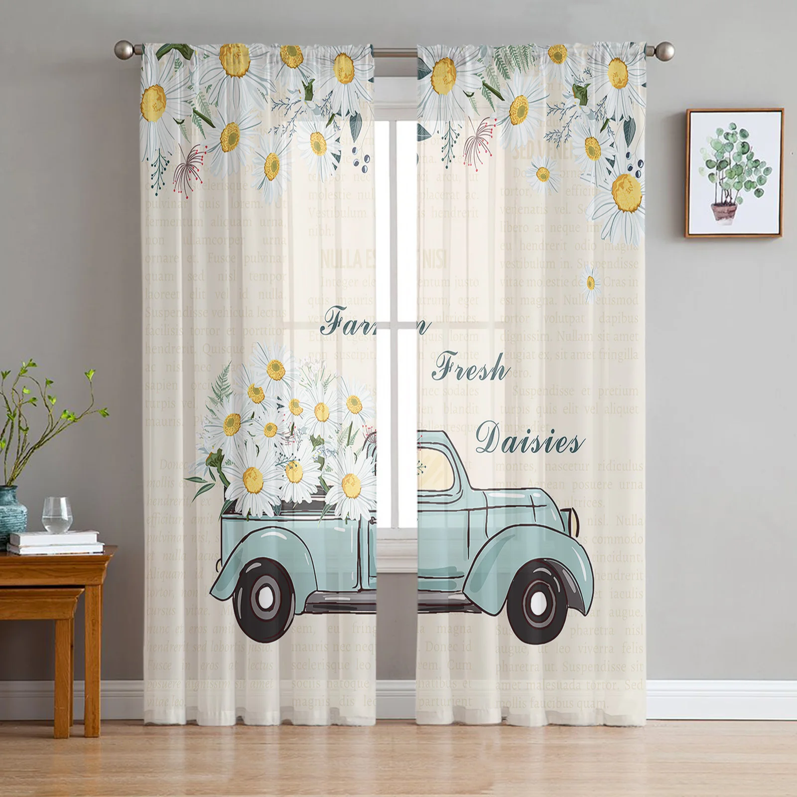 Daisy Truck Vintage Flower Sheer Curtains for Living Room Bedroom Kitchen Home Decor Chiffon Drapes Tulle Windows Voile Curtain
Daisy Truck Vintage Flower Sheer Curtains for Living Room Bedroom Kitchen Home Decor Chiffon Drapes Tulle Windows Voile Curtain