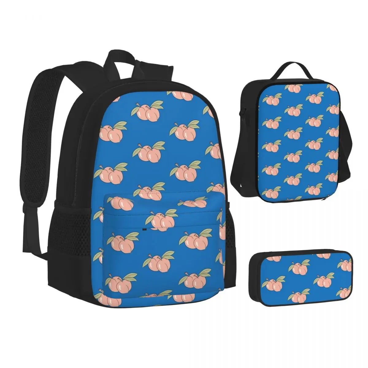 Two Peaches On Blue Background Backpacks Boys Girls Bookbag Students School Bags Kids Rucksack Lunch Bag Pen Bag Three-Piece Set
Two Peaches On Blue Background Backpacks Boys Girls Bookbag Students School Bags Kids Rucksack Lunch Bag Pen Bag Three-Piece Set