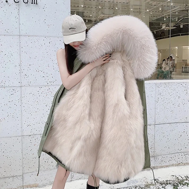 Fox Fur Inner Bladder Coat for Women, Over Knee Style, Overcoming Coat, Medium Length, Detachable, New, Winter, 2023
Fox Fur Inner Bladder Coat for Women, Over Knee Style, Overcoming Coat, Medium Length, Detachable, New, Winter, 2023
