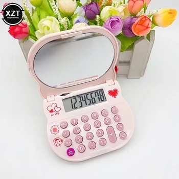 Mini Calculator for KT-cat Periphery Creative Flip Cap Mirror Cute Anime Cartoon Kawaii Clamshell Portable Toys For Girls