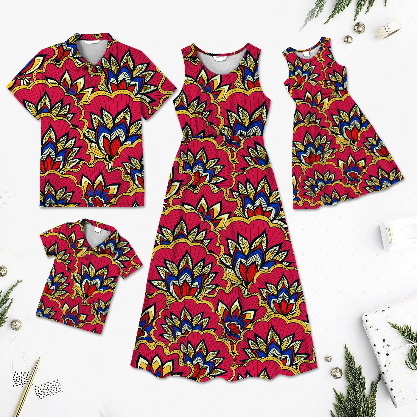 Family Matching Outfits Mother-daughter Floral Splice Dress Father-son Shirts Suit Couple Wear Family Look Holiday Party Wear
Family Matching Outfits Mother-daughter Floral Splice Dress Father-son Shirts Suit Couple Wear Family Look Holiday Party Wear