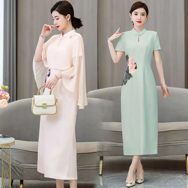 2024 new summer Chinese exquisite print female elegant temperament cape daily slimming commuter cape dress
2024 new summer Chinese exquisite print female elegant temperament cape daily slimming commuter cape dress