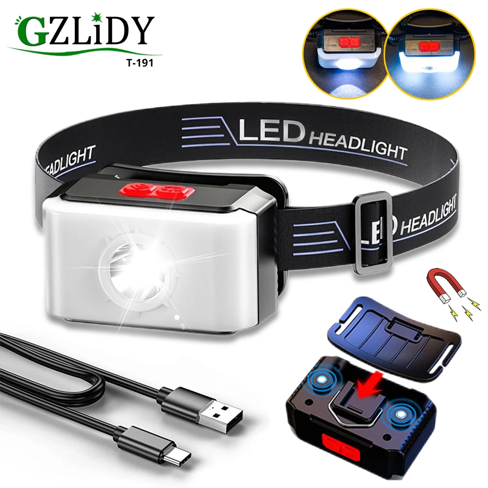 Mini LED Headlamp USB Rechargeable Headlight Waterproof Head Flashlight 3 Modes Fishing Camping Lantern with Magnet Work Light
Mini LED Headlamp USB Rechargeable Headlight Waterproof Head Flashlight 3 Modes Fishing Camping Lantern with Magnet Work Light