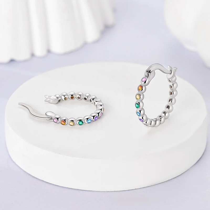 Luminous Shell Women Earrings Original 925 Sterling Silver Pave CZ Star Moon Hoop Earrings Engagement Wedding Jewelry Luminous Shell Women Earrings Original 925 Sterling Silver Pave CZ Star Moon Hoop Earrings Engagement Wedding Jewelry