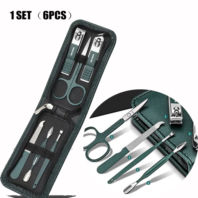 

6 Pcs Nail clippers Portable Manicure Sets Pedicure Kits Bright Nail nipper Clipper Set Personal Care Tools Eyebrow Scissors