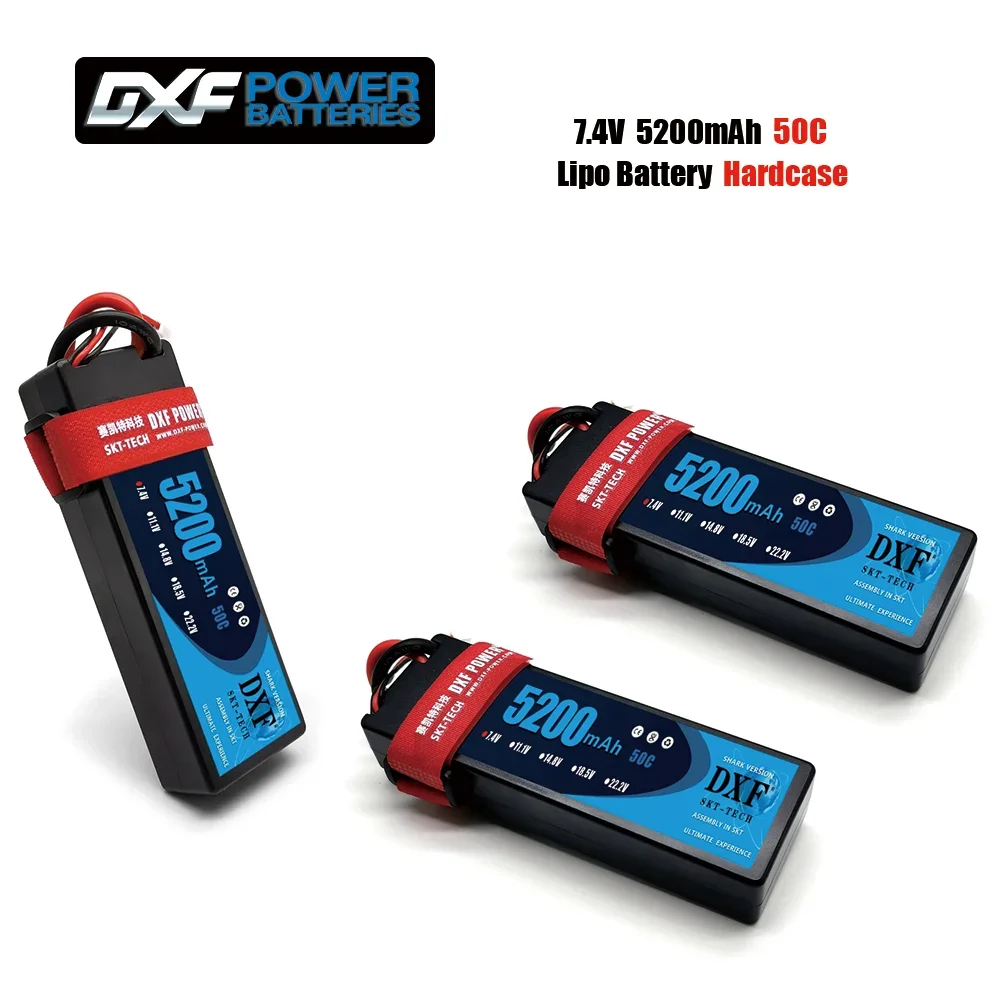 

Аккумулятор DXF Lipo 2S 5200 мАч 50C с разъемом T/DEANS, жесткий корпус для 1/8 багги-трагги, внедорожника, лодки, грузовика, самолета, БПЛА, гонок